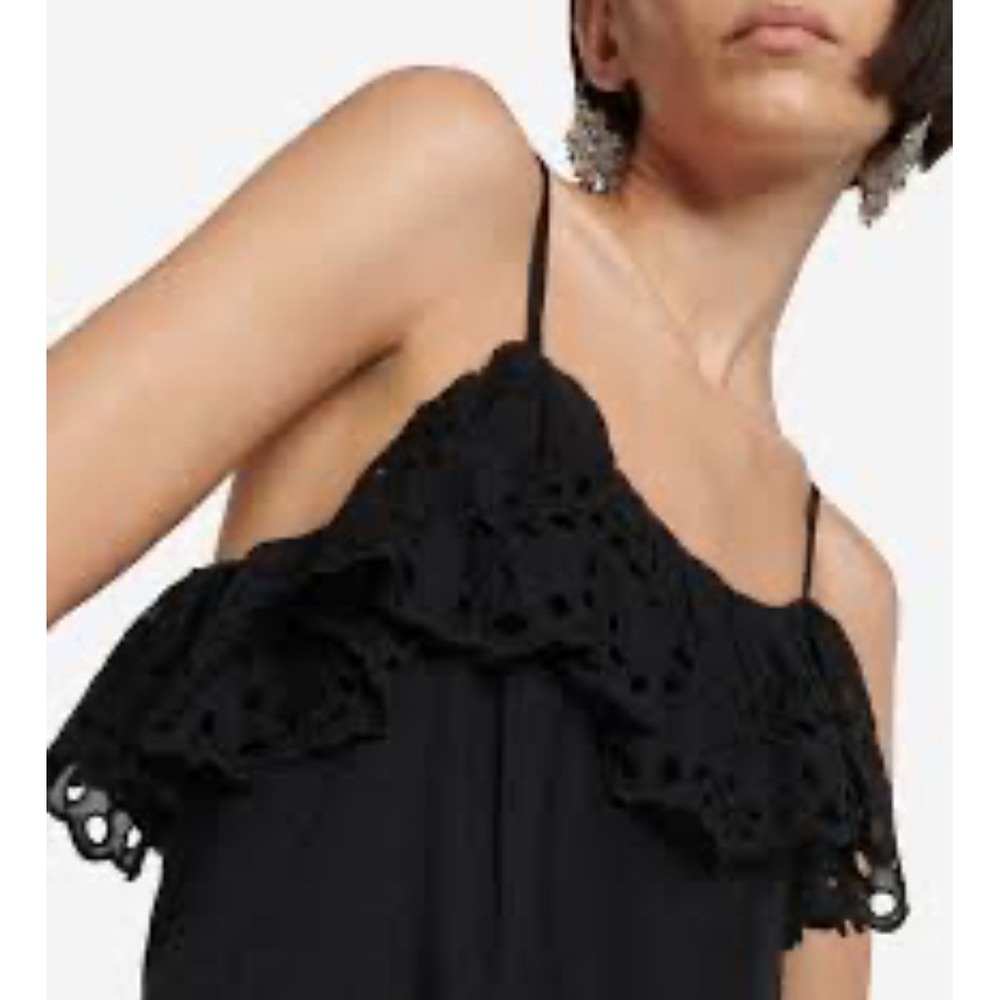 Anthropologie‎ Greylin Black Silk Sleeveless Ruffle Top Whimsigoth Coquette XS